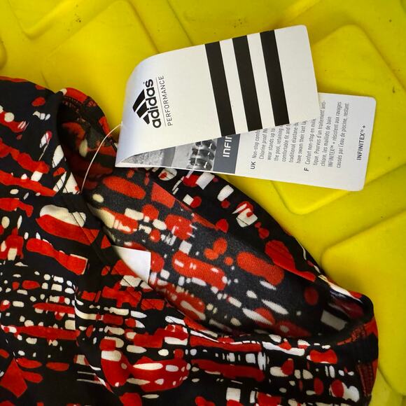 NWT Adidas Infinitex Amoeba Blocks Vortex Back Swimsuit One Piece Womens Size 24 - Picture 2 of 6